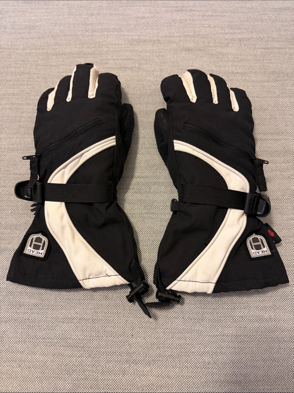 Head Black and Cream Winter Ski Gloves with Adjustable Strap